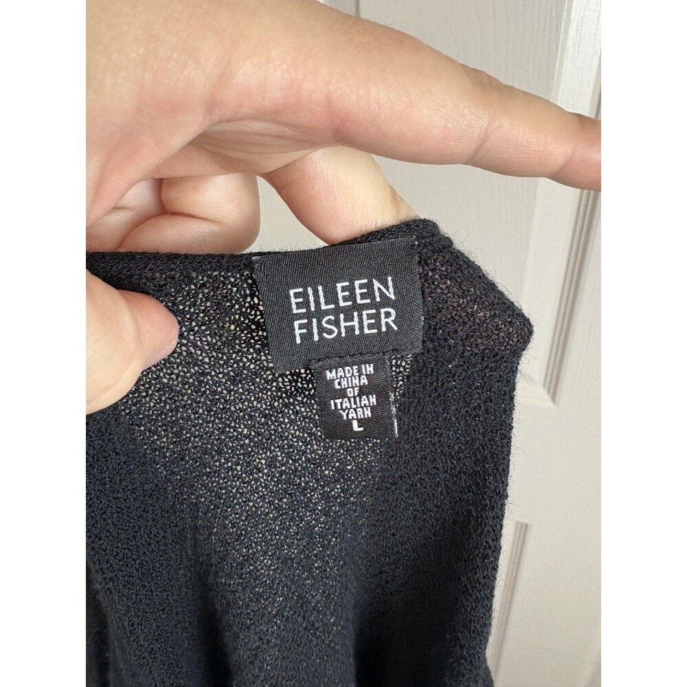 Eileen Fisher Lightweight Open Knit Wool Tunic Sweater Boat Neck Sheer 103 - Picture 2 of 9